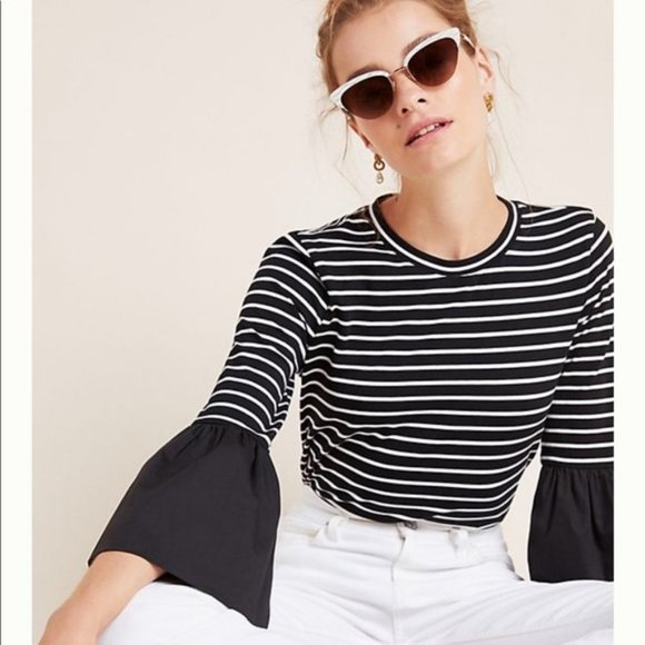 Anthropologie Tops - NWT Anthropologie B/W Adele Bell-Sleeved Tee NEW